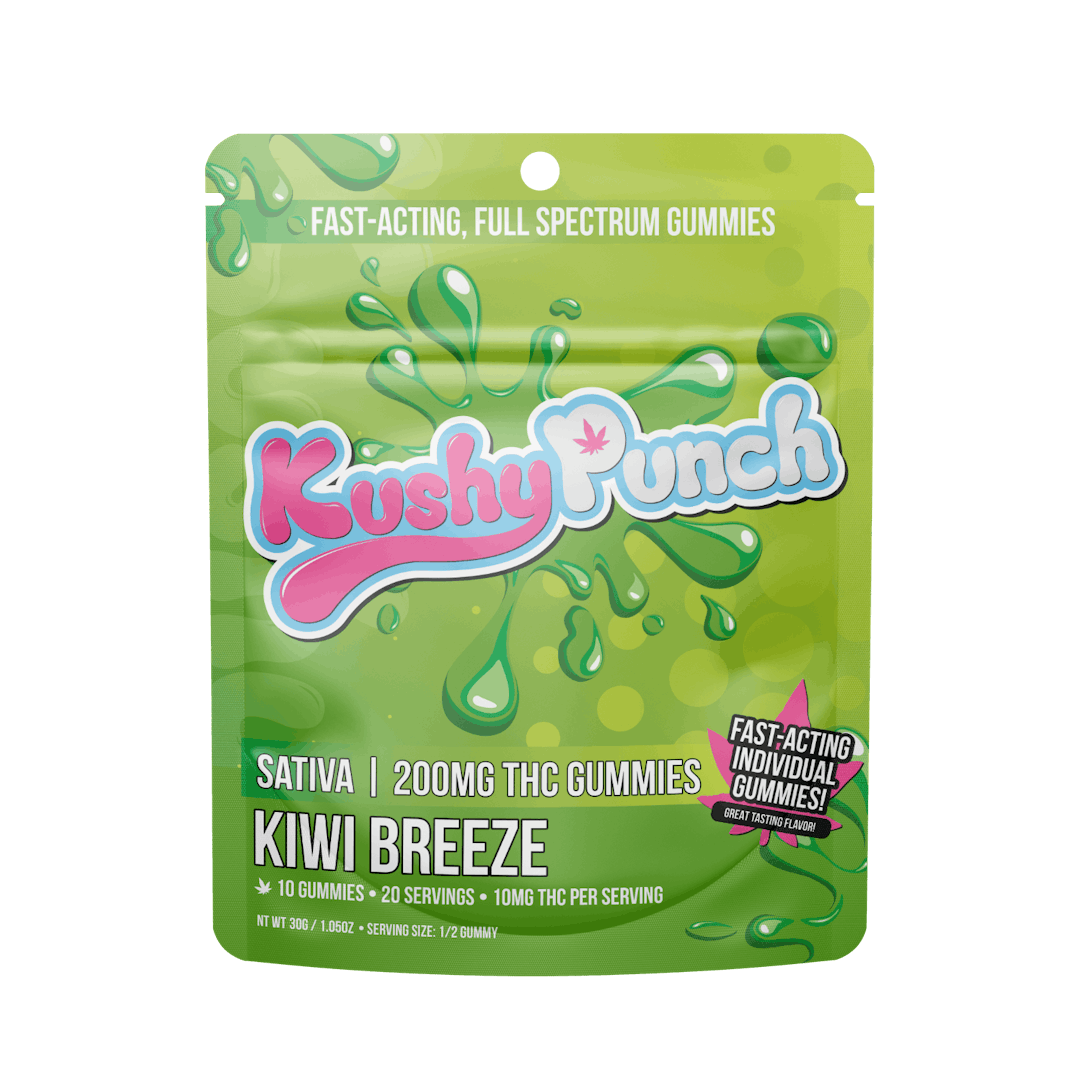 KUSHY PUNCH - Kiwi Breeze Sativa Gummies - 100mg - Edible image 1