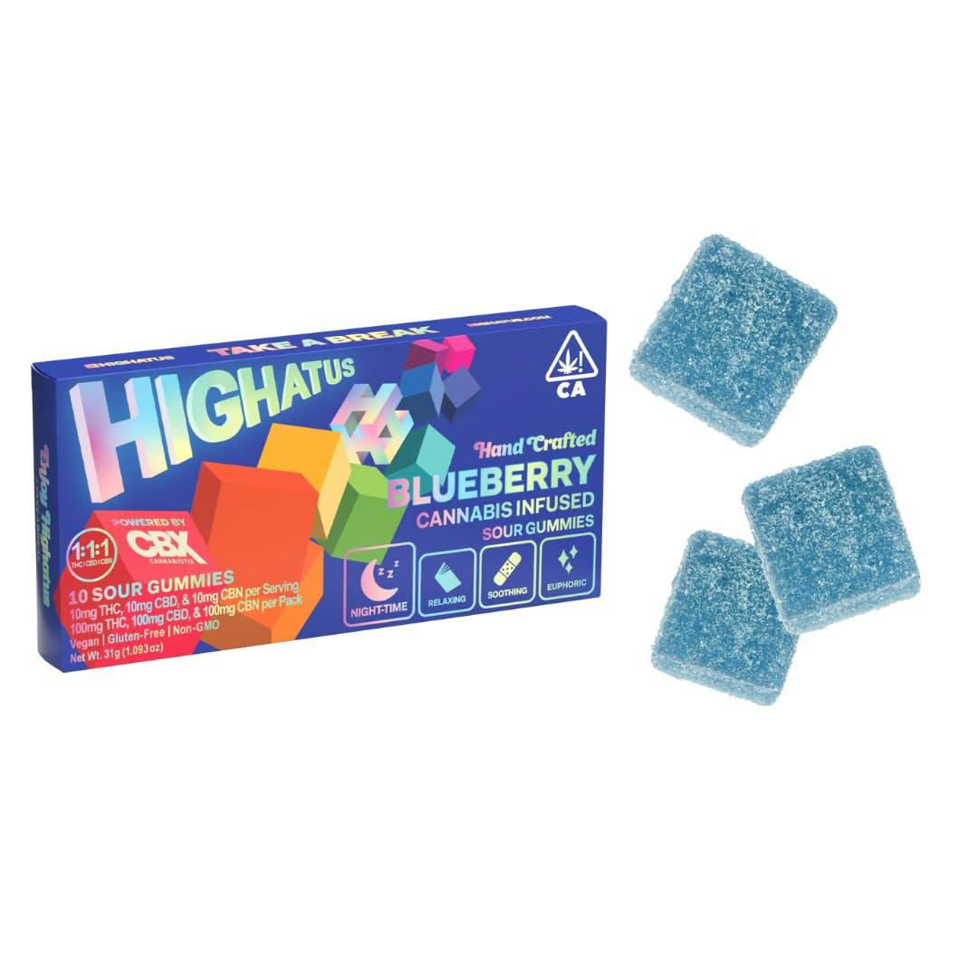 HIGHATUS - Sour Blueberry 10pk Gummies - 100mg - Edible image 1