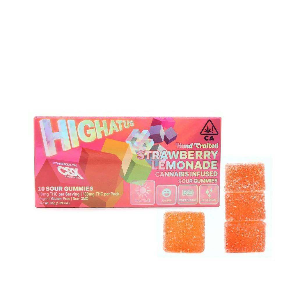 HIGHATUS - Sour Strawberry Lemonade 10pk Gummies - 100mg - Edible image 1