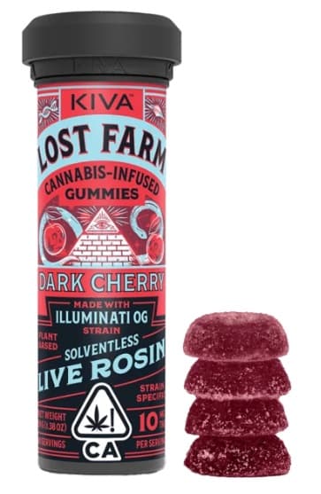 KIVA - Dark Cherry Illuminati OG Lost Farm Gummies - 100mg - Edible