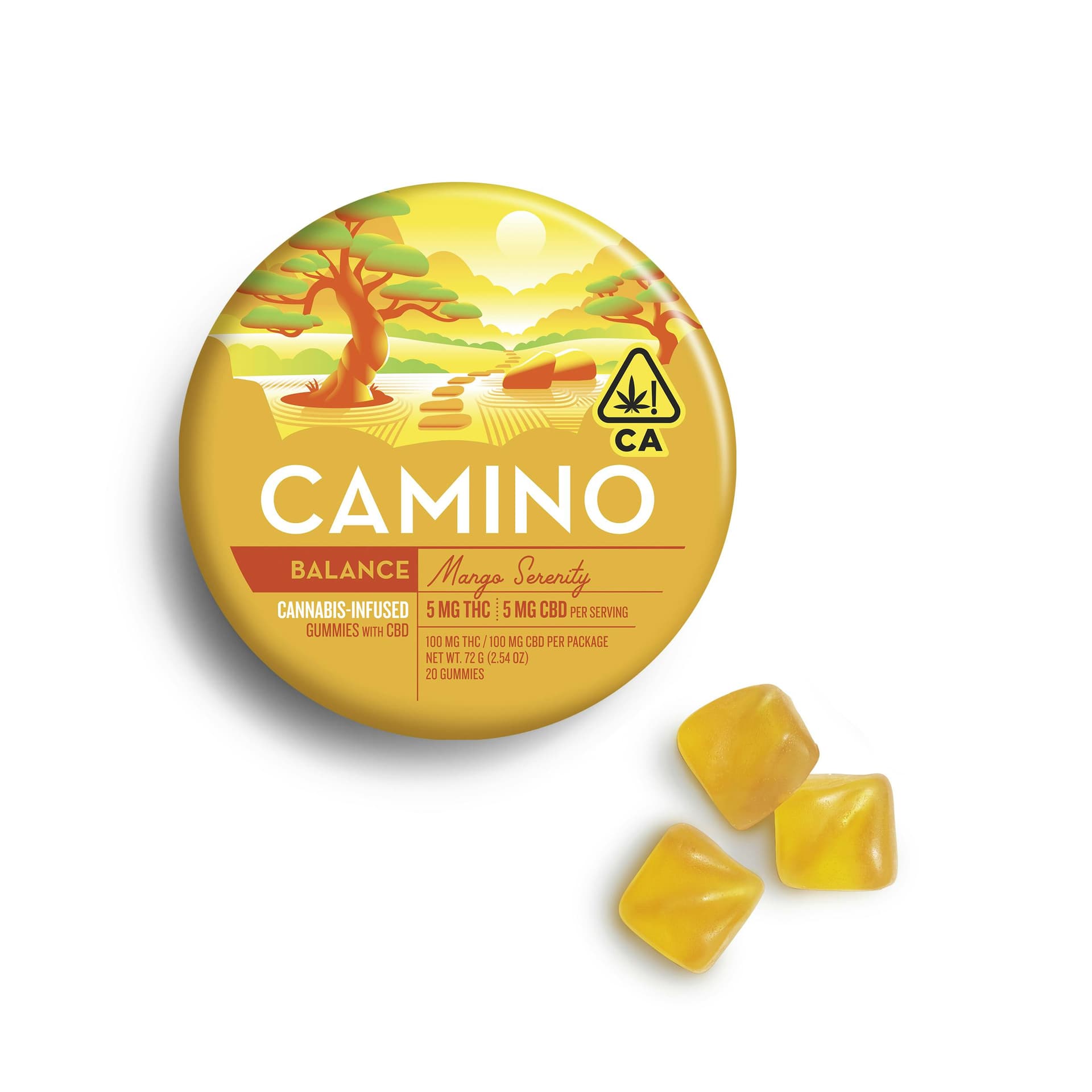 KIVA - Mango Serenity Camino 1:1 THC/CBD Gummies - 100mg - Edible